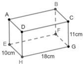 Hình hộp chữ nhật với kích thước 10cm, 18cm, 11cm