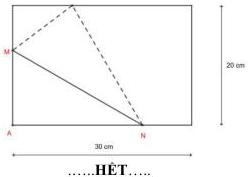 Hình minh họa tờ giấy hình chữ nhật được gấp theo đoạn MN