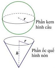 Mô hình phần kem hình cầu và phần ốc quế hình nón