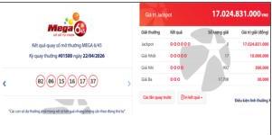 bảng cơ cấu giải thưởng và giao diện kết quả quay số mở thưởng Mega 6/45
