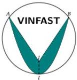 Lô gô hình tròn VINFAST với phần tô đậm nằm giữa parabol đỉnh I và đường gấp khúc AJB