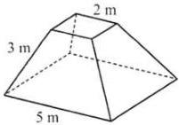 Hình chóp cụt tứ giác đều có cạnh đáy dưới 5 m, cạnh đáy trên 2 m, cạnh bên 3 m