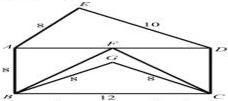 Hình vẽ bảy điểm A, B, C, D, E, F, G với ABCD là hình chữ nhật, F là trung điểm AD và độ dài các cạnh