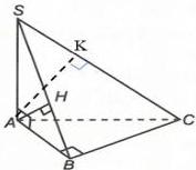 Hình chóp S.ABC với các điểm H, K và các góc vuông tại A, B, K