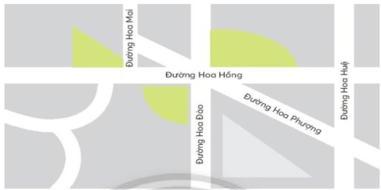 Bản đồ các đường Hoa Hồng, Hoa Mai, Hoa Đào, Hoa Phượng, Hoa Huệ