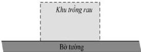 Sơ đồ khu trồng rau hình chữ nhật tận dụng bờ tường làm một cạnh