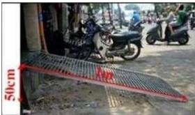 Bậc tam cấp di động dài 1m với chiều cao nền nhà 50cm