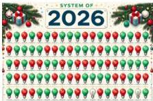 hệ thống 2026 bóng đèn đỏ xanh với dòng chữ SYSTEM OF 2026