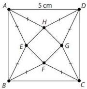 tấm bìa hình vuông ABCD cạnh 5 cm với các điểm E, F, G, H bên trong tạo thành hình chóp tứ giác đều