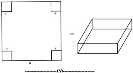 miếng tôn hình vuông cạnh a cắt bốn hình vuông cạnh x ở bốn góc để uốn thành hình hộp chữ nhật không nắp