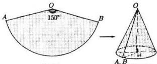 Hình 1 - Hình quạt tròn bán kính 24cm ứng với cung 150 độ và Hình 2 - Hình nón tạo thành