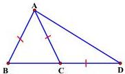 Hình vẽ tam giác ABD có AB = AC, AC = CD