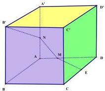 hình hộp ABCD.A'B'C'D' với các điểm M, N, E