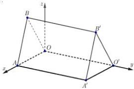 Mô hình hình lăng trụ đứng tam giác OAB.O'A'B' trong hệ trục tọa độ Oxyz - Hình 2