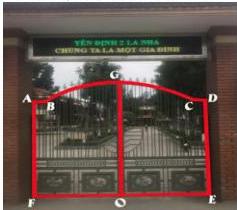 Cổng chính trường THPT Yên Định 2 với đường khép kín ABGCDEF khi khép cửa