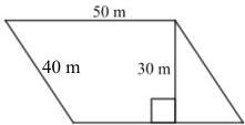 Khu vườn hình bình hành có độ dài cạnh 50 m, cạnh bên 40 m và chiều cao tương ứng 30 m