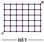 Lưới ô vuông 5×6 với điểm A ở góc trái dưới và điểm B ở góc phải trên