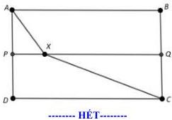Hình vẽ hình chữ nhật ABCD với P, Q là trung điểm AD, BC và điểm X trên PQ nối A-X-C