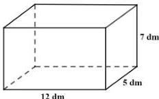 Bể cá hình hộp chữ nhật với kích thước 12 dm, 5 dm và 7 dm