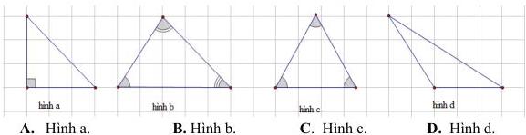 Bốn hình tam giác hình a, hình b, hình c, hình d