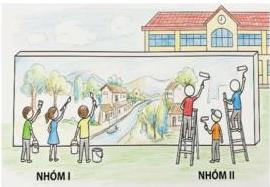 Hai nhóm họa sĩ vẽ tranh bích họa