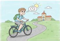 Học sinh đạp xe đến trường