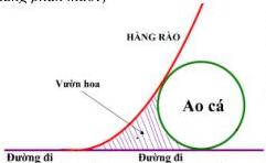 Hình minh họa vườn hoa nằm giữa hàng rào parabol, đường đi và ao cá