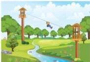 hình ảnh minh họa đường trượt zipline giữa hai tháp trong khung cảnh thiên nhiên