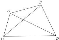 hình vẽ tứ giác ABCD với các đoạn thẳng AB, BD, DC, CA và hai đường chéo AD, BC cắt nhau