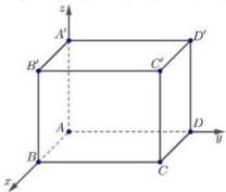 Hình lập phương ABCD.A'B'C'D' trong hệ trục tọa độ Oxyz