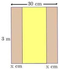 Tấm tôn hình chữ nhật chiều rộng 30 cm, chiều dài 3 m với hai phần gập hai bên rộng x cm