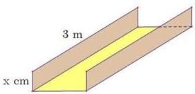 Máng nước hình hộp chữ nhật không nắp, thông hai đầu, chiều dài 3 m, chiều cao x cm