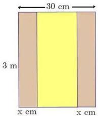 Sơ đồ tấm tôn hình chữ nhật kích thước 30 cm x 3 m với hai phần bên rộng x cm