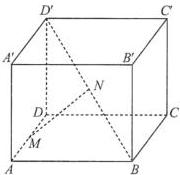 Hình minh họa hình hộp chữ nhật ABCD.A'B'C'D' với thanh sắt MN nối AD và BD'