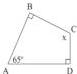 Tứ giác ABCD có góc vuông tại B và D, góc A bằng 65°, góc C bằng x