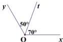 Hình C: góc xOy với tia Ot, $\widehat{yOt}=50^\circ$ và $\widehat{tOx}=70^\circ$