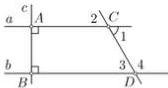 hình vẽ hai đường thẳng a, b vuông góc với c tại A, B và cát tuyến CD tạo các góc C1, C2, D3, D4