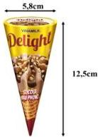 chiếc kem ốc quế hình nón với đường kính đáy 5,8cm và chiều cao 12,5cm