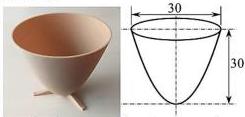 chậu cây và mặt cắt ngang dạng parabol với đường kính miệng 30 cm và chiều cao 30 cm