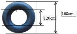 Cái phao bơi dạng hình xuyến với đường kính ngoài 160cm và đường kính trong 120cm
