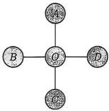 Sơ đồ 5 ô A, B, C, D, O với O ở trung tâm nối với bốn ô A, B, C, D