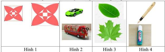 Bảng các cặp hình vẽ Hình 1, Hình 2, Hình 3, Hình 4
